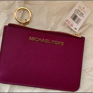 pomegranate zippered cardholder with keychain